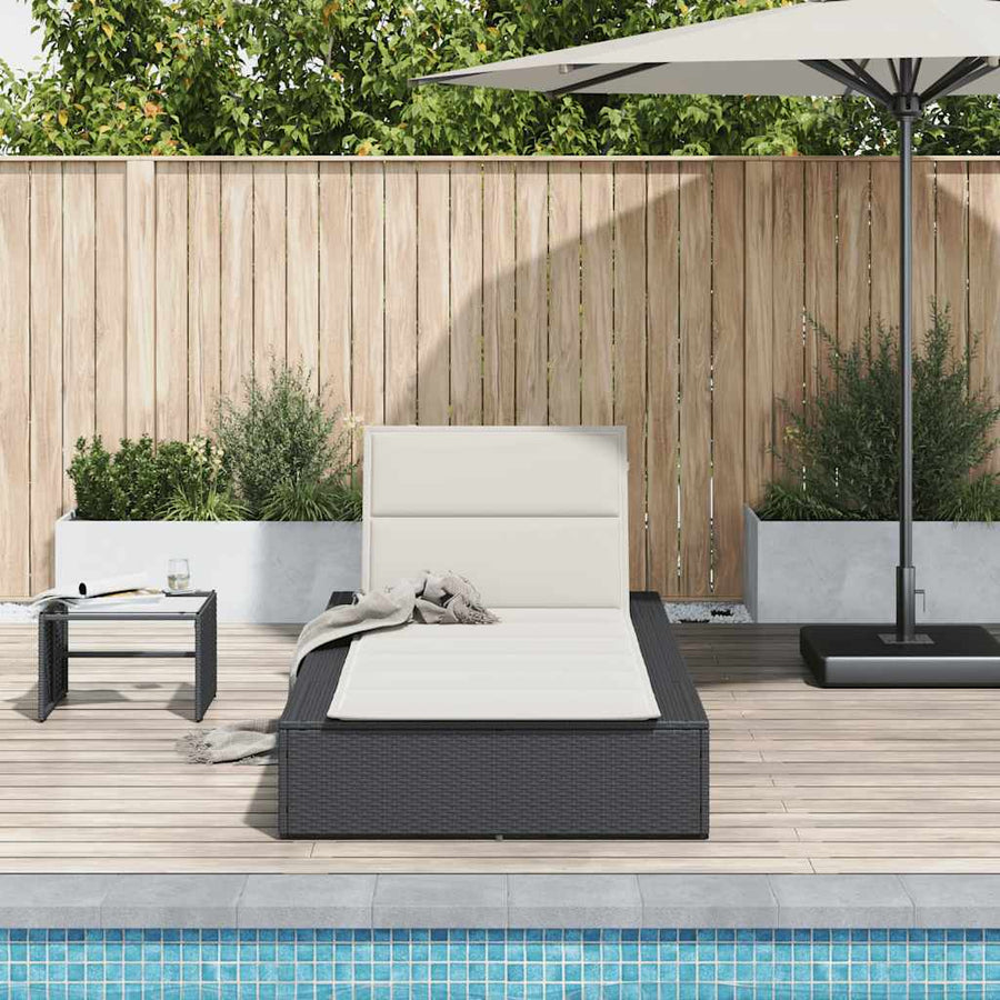 Ligbed met zwevend kussen poly rattan zwart