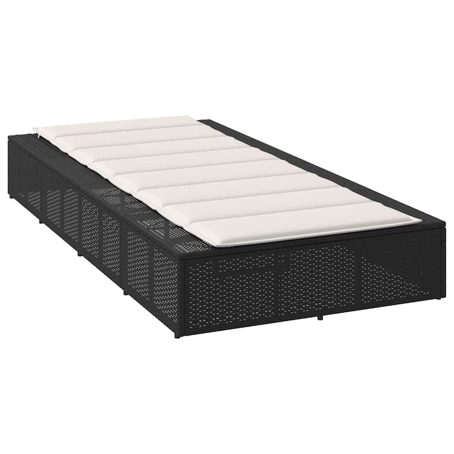 Ligbed met zwevend kussen poly rattan zwart