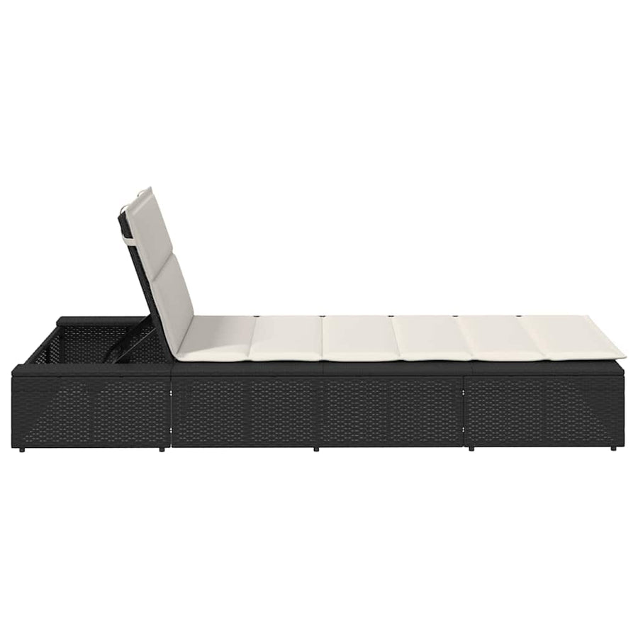 Ligbed met zwevend kussen poly rattan zwart