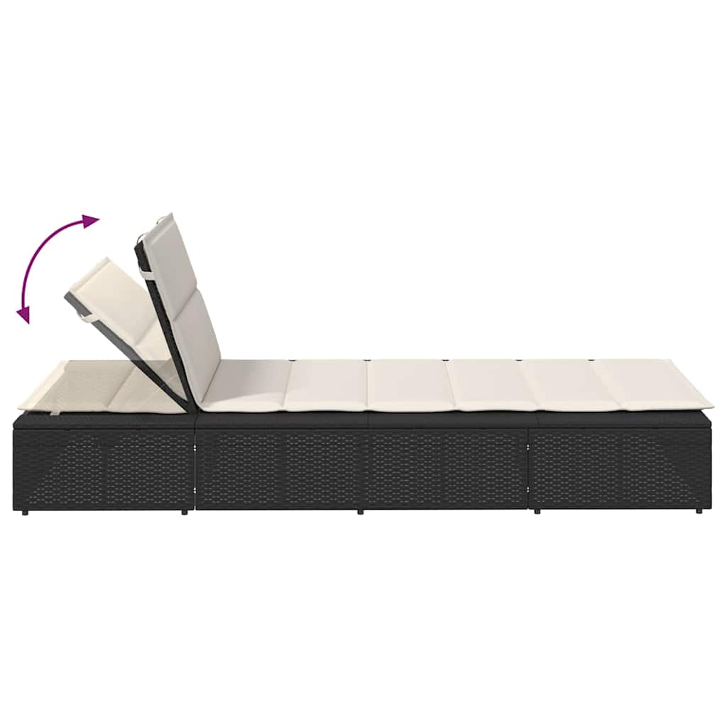 Ligbed met zwevend kussen poly rattan zwart