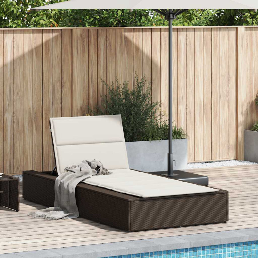 Ligbed met zwevend kussen poly rattan bruin