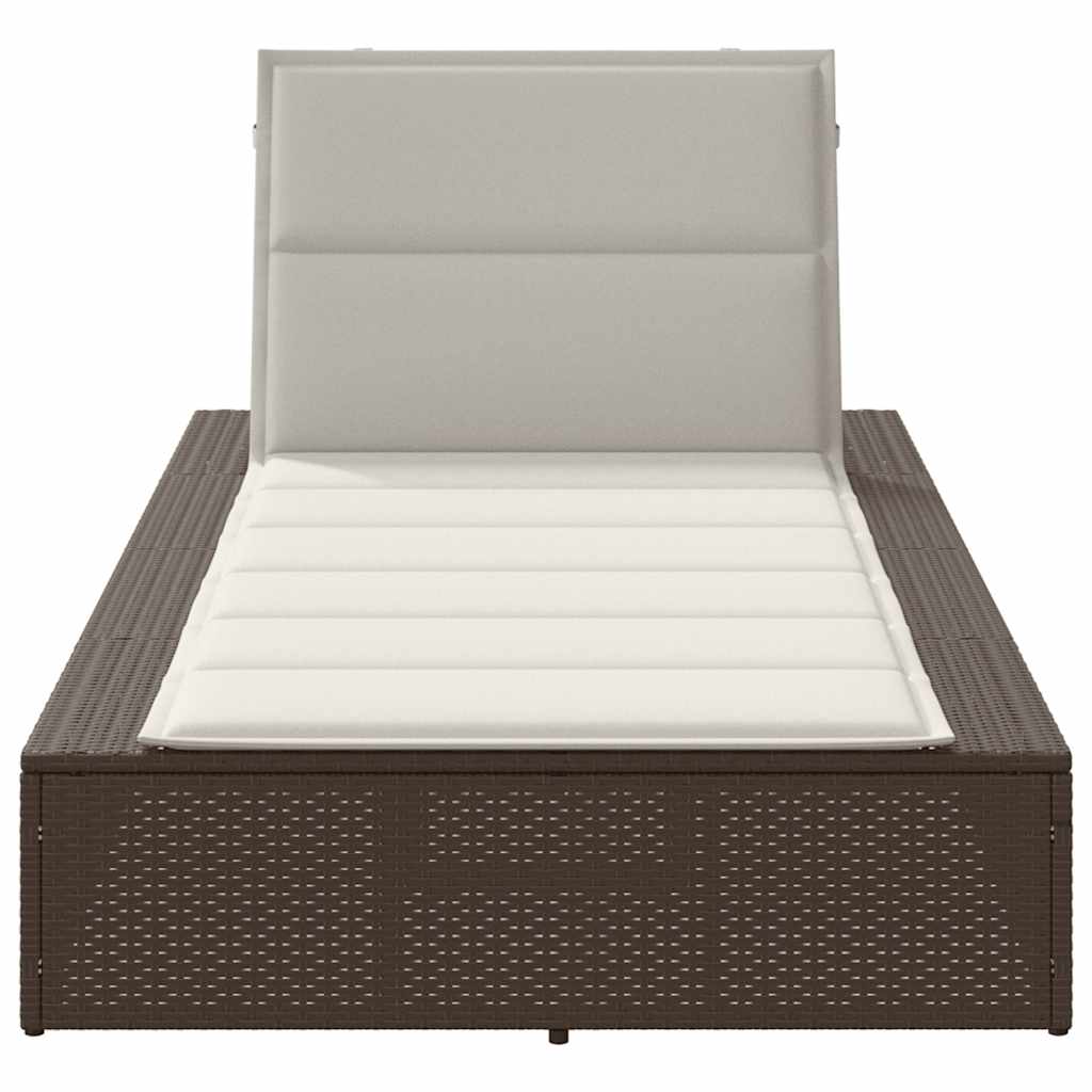 Ligbed met zwevend kussen poly rattan bruin