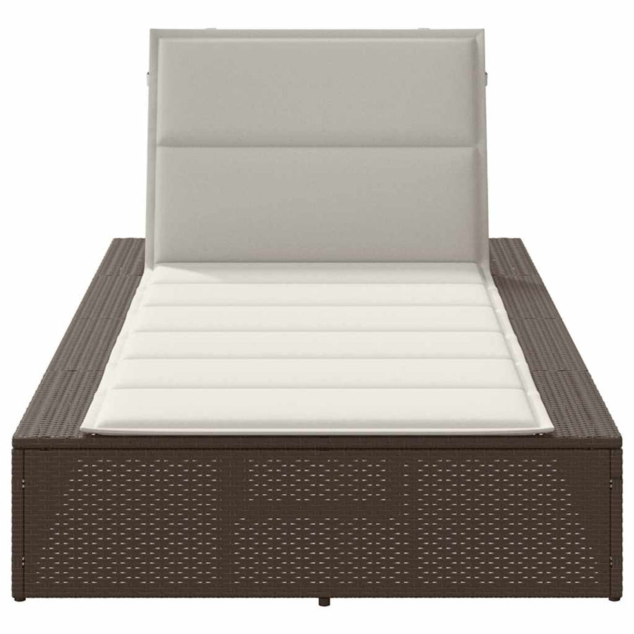 Ligbed met zwevend kussen poly rattan bruin