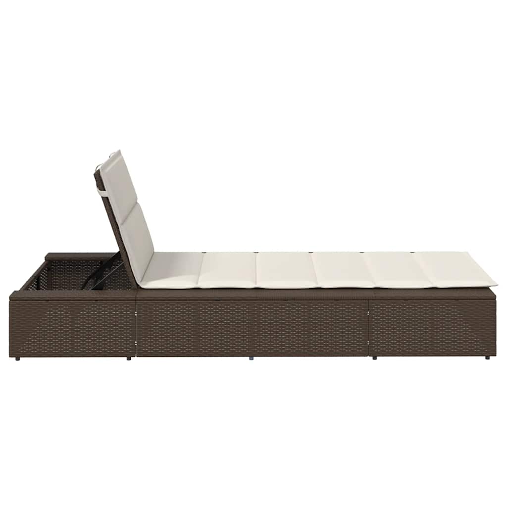 Ligbed met zwevend kussen poly rattan bruin