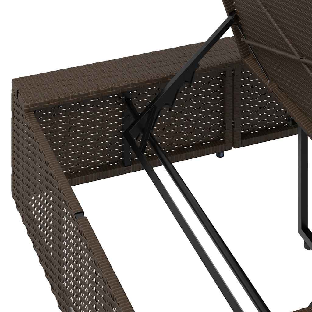 Ligbed met zwevend kussen poly rattan bruin