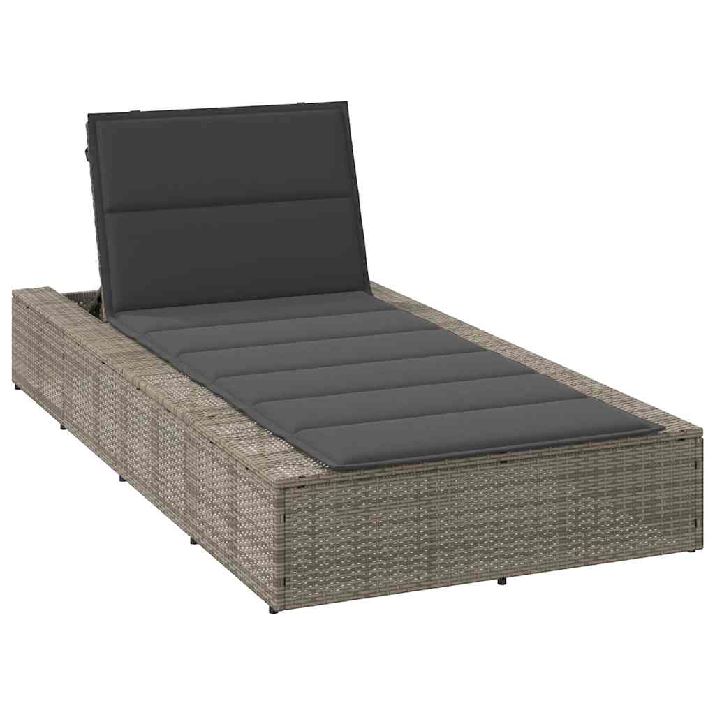 Ligbed met zwevend kussen poly rattan grijs