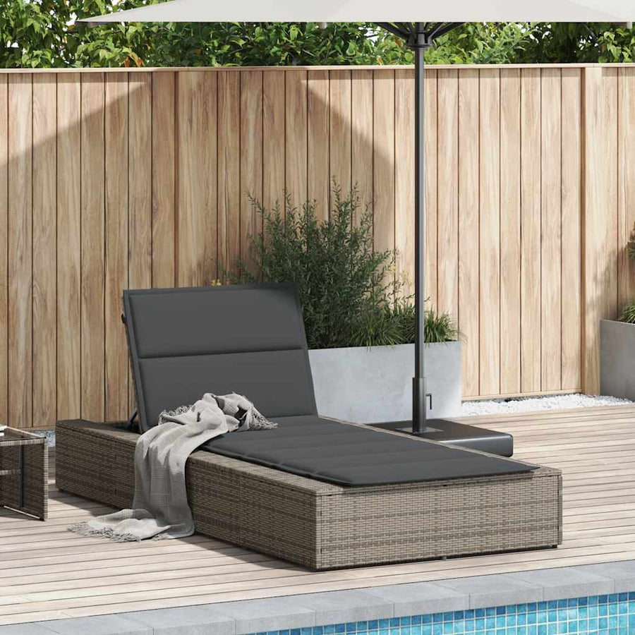Ligbed met zwevend kussen poly rattan grijs