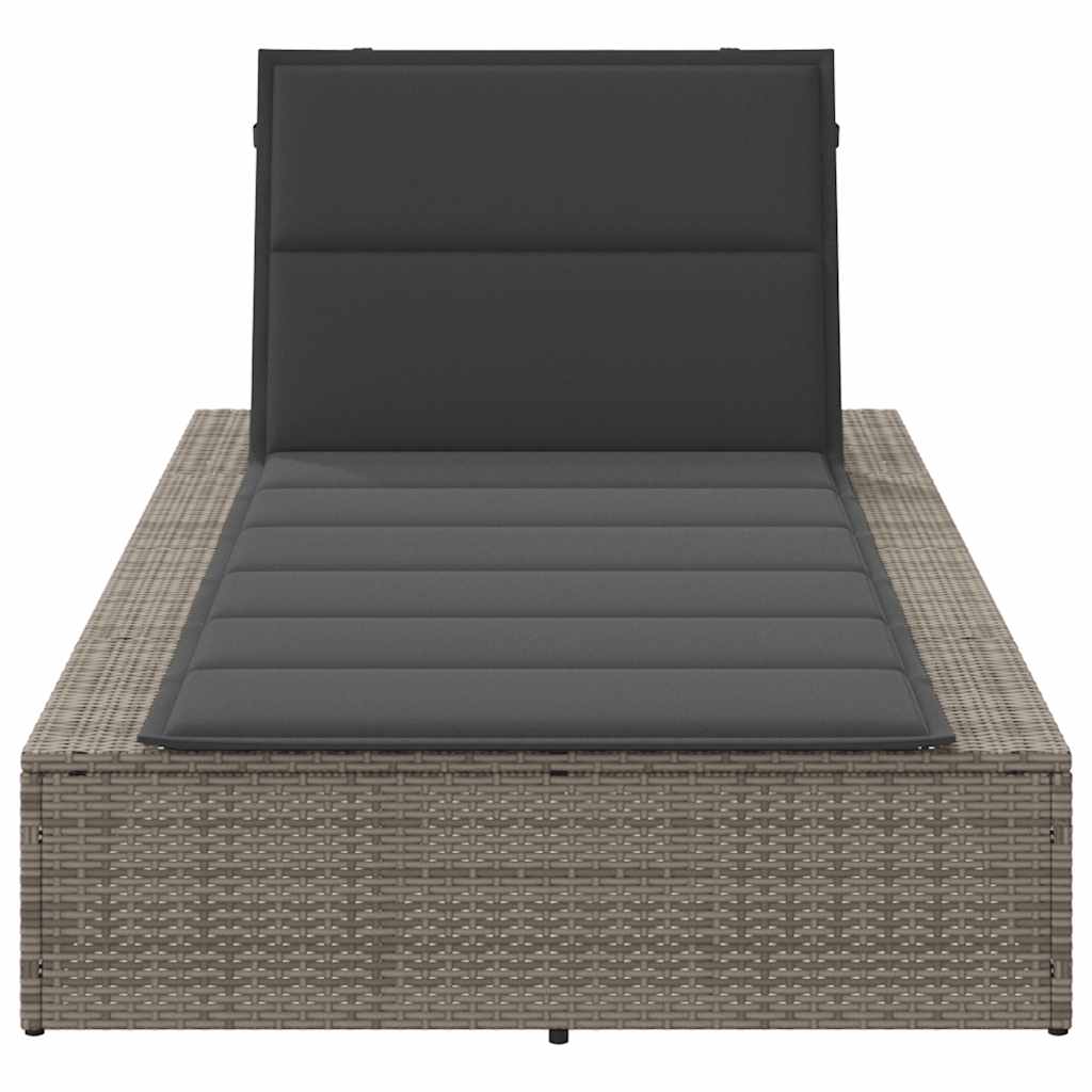 Ligbed met zwevend kussen poly rattan grijs