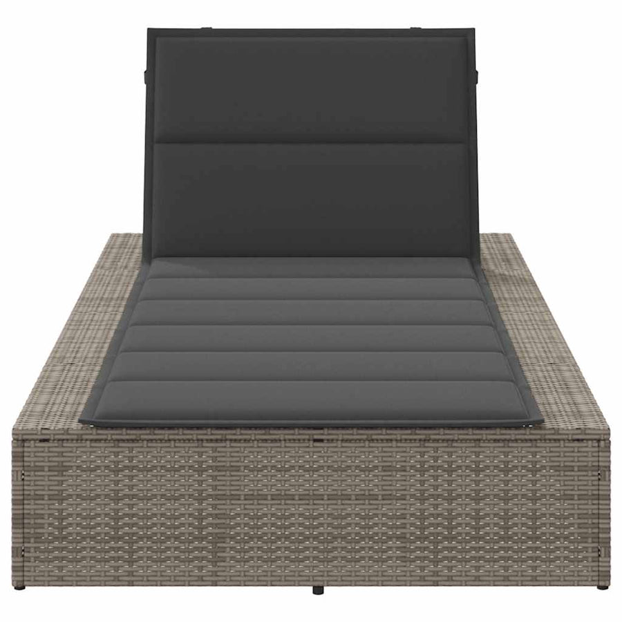 Ligbed met zwevend kussen poly rattan grijs