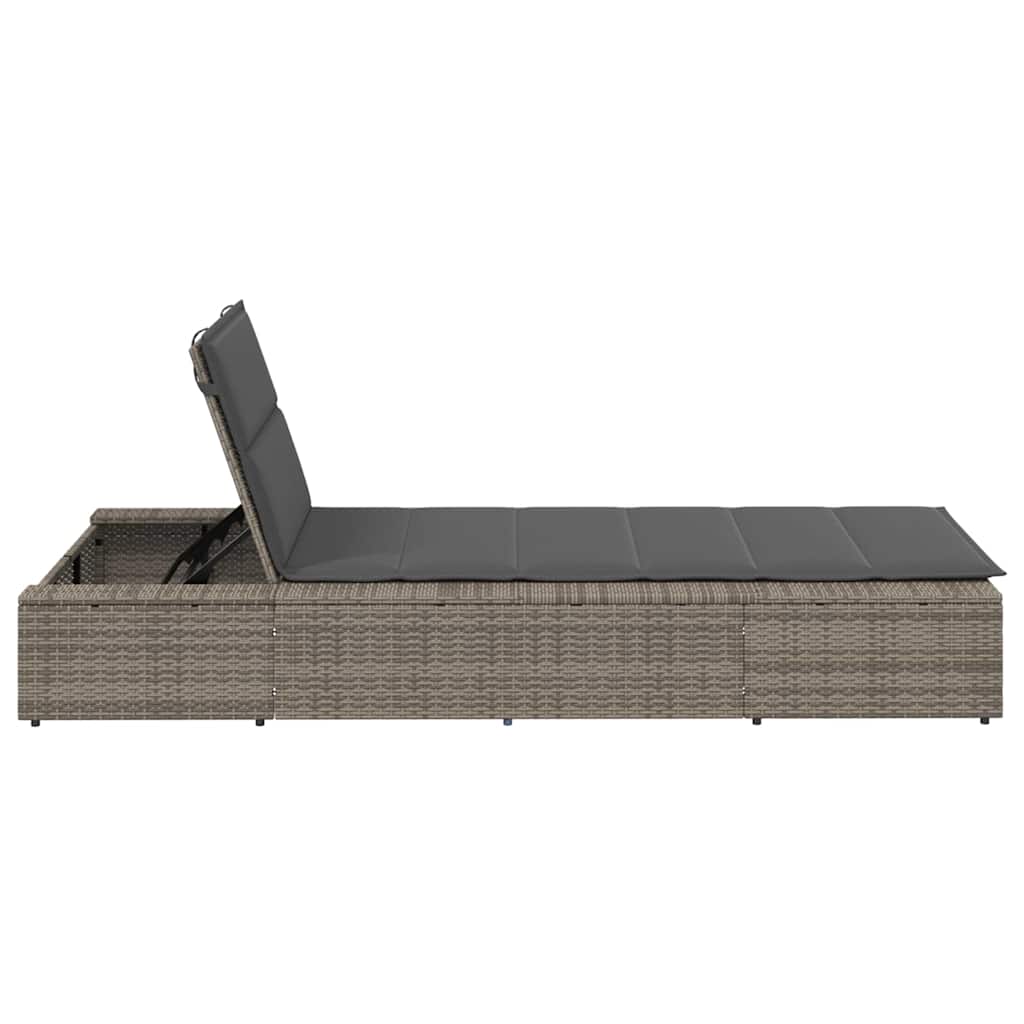 Ligbed met zwevend kussen poly rattan grijs