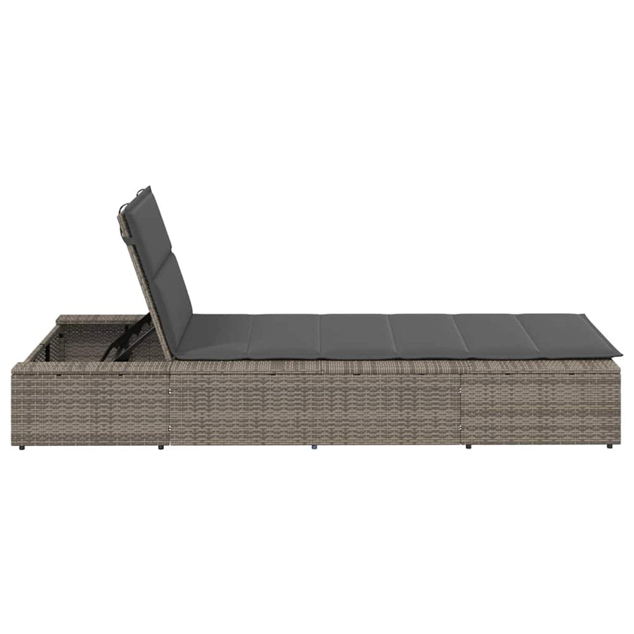 Ligbed met zwevend kussen poly rattan grijs