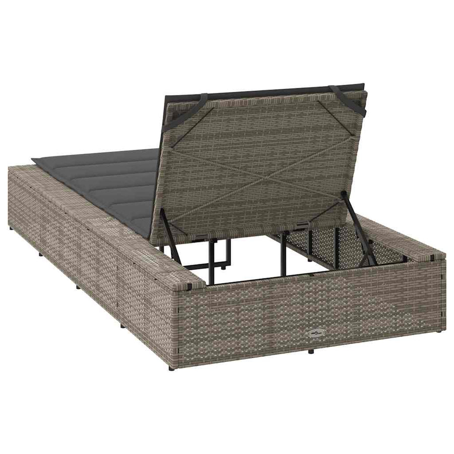 Ligbed met zwevend kussen poly rattan grijs