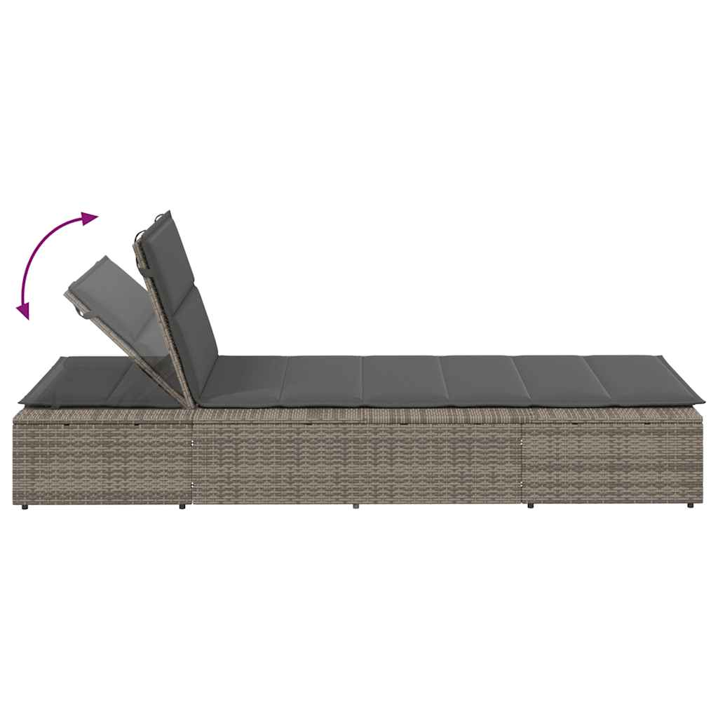 Ligbed met zwevend kussen poly rattan grijs
