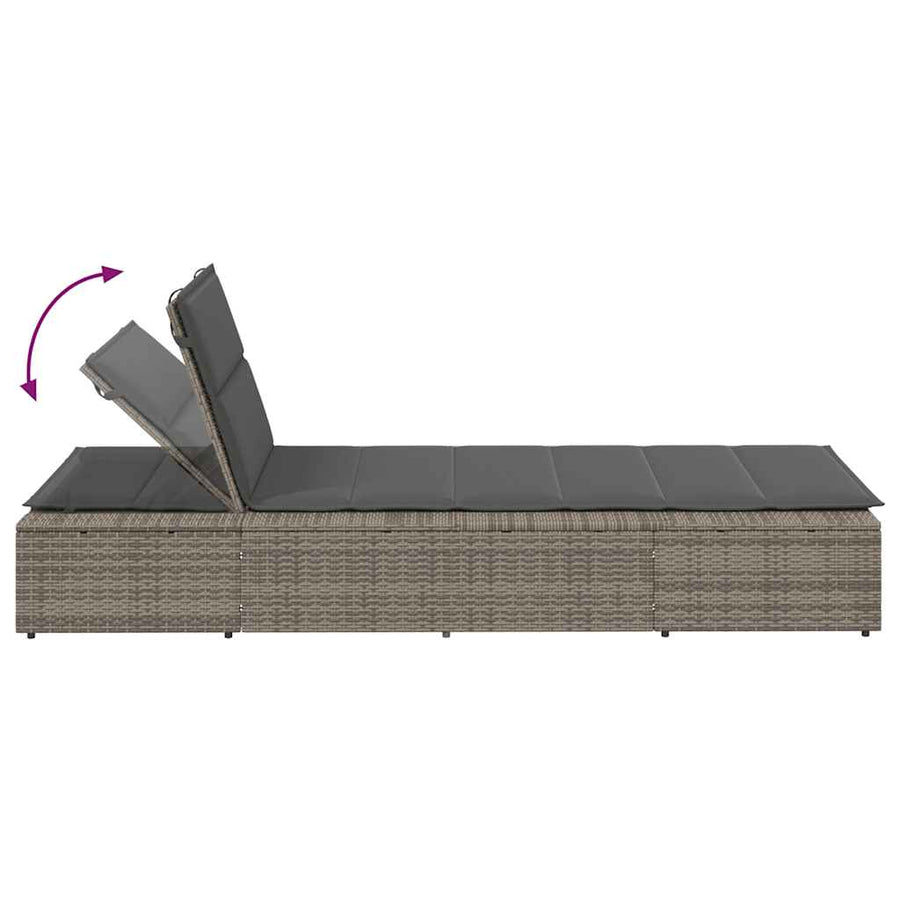 Ligbed met zwevend kussen poly rattan grijs