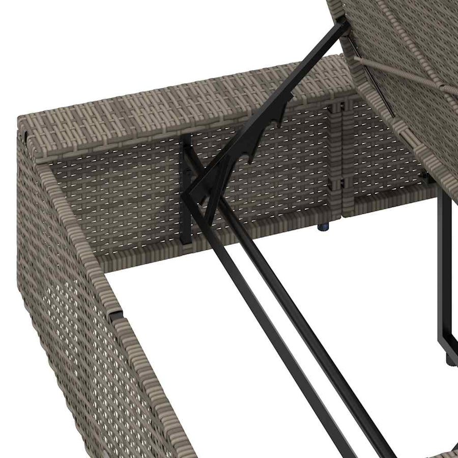Ligbed met zwevend kussen poly rattan grijs
