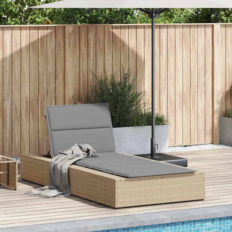 Ligbed met zwevend kussen poly rattan beige