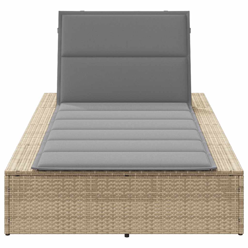 Ligbed met zwevend kussen poly rattan beige