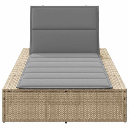 Ligbed met zwevend kussen poly rattan beige