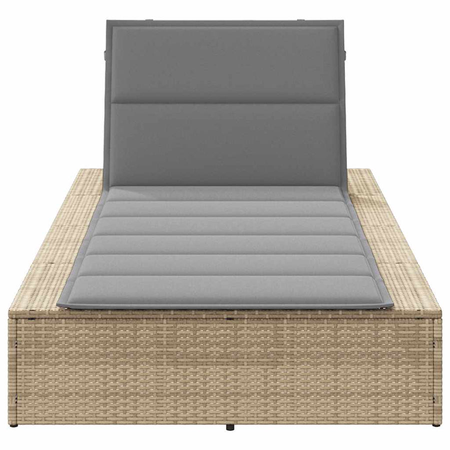 Ligbed met zwevend kussen poly rattan beige