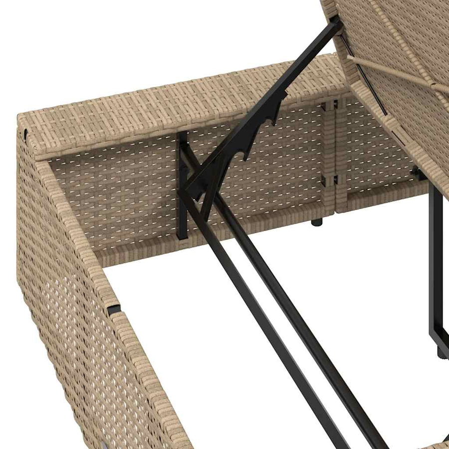 Ligbed met zwevend kussen poly rattan beige