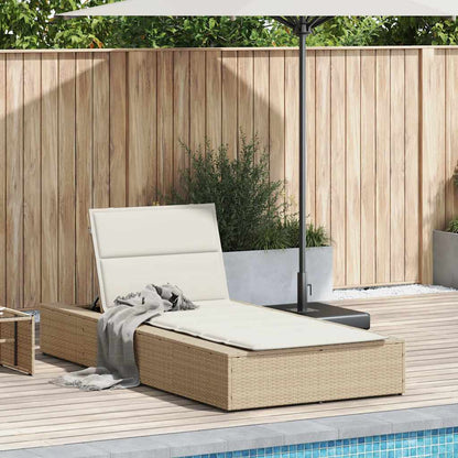Ligbed met zwevend kussen poly rattan beige