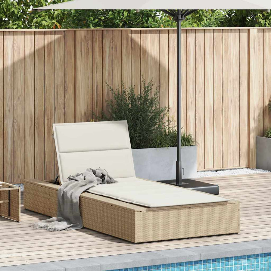 Ligbed met zwevend kussen poly rattan beige