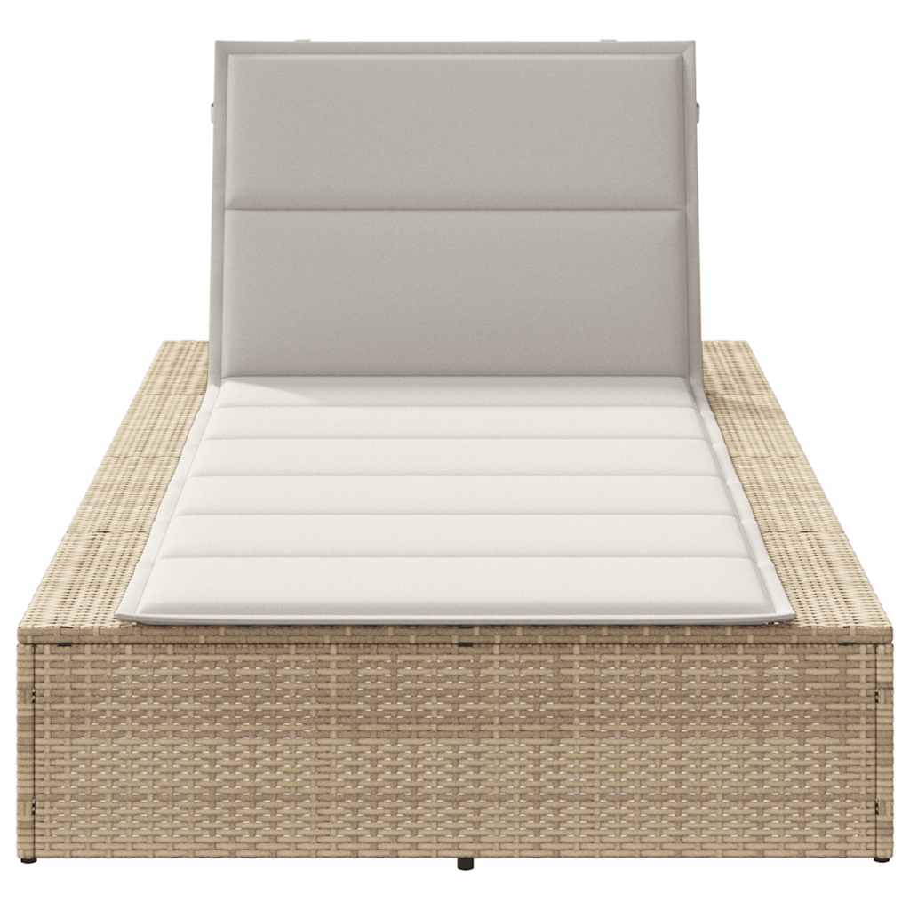 Ligbed met zwevend kussen poly rattan beige