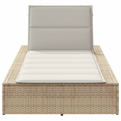 Ligbed met zwevend kussen poly rattan beige