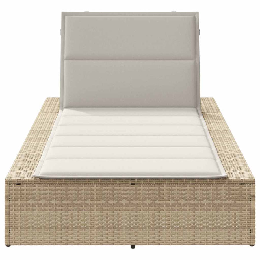 Ligbed met zwevend kussen poly rattan beige