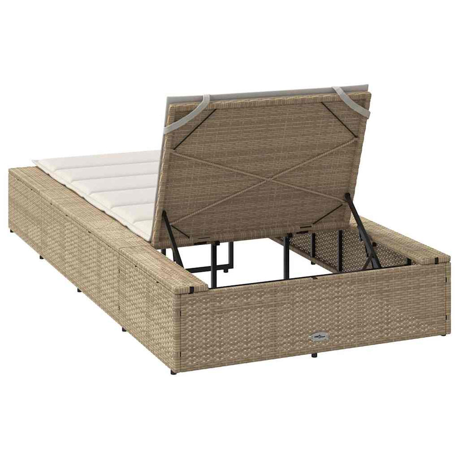 Ligbed met zwevend kussen poly rattan beige