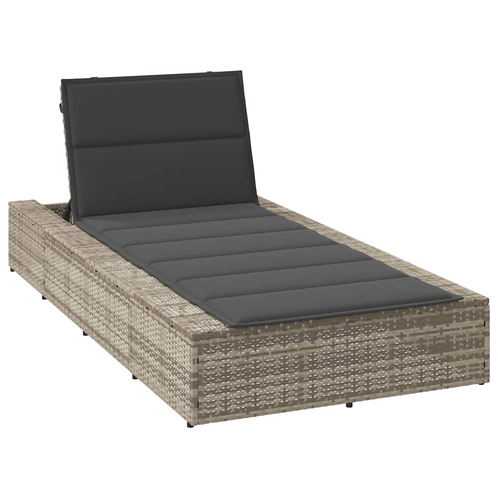 Ligbed met zwevend kussen poly rattan lichtgrijs
