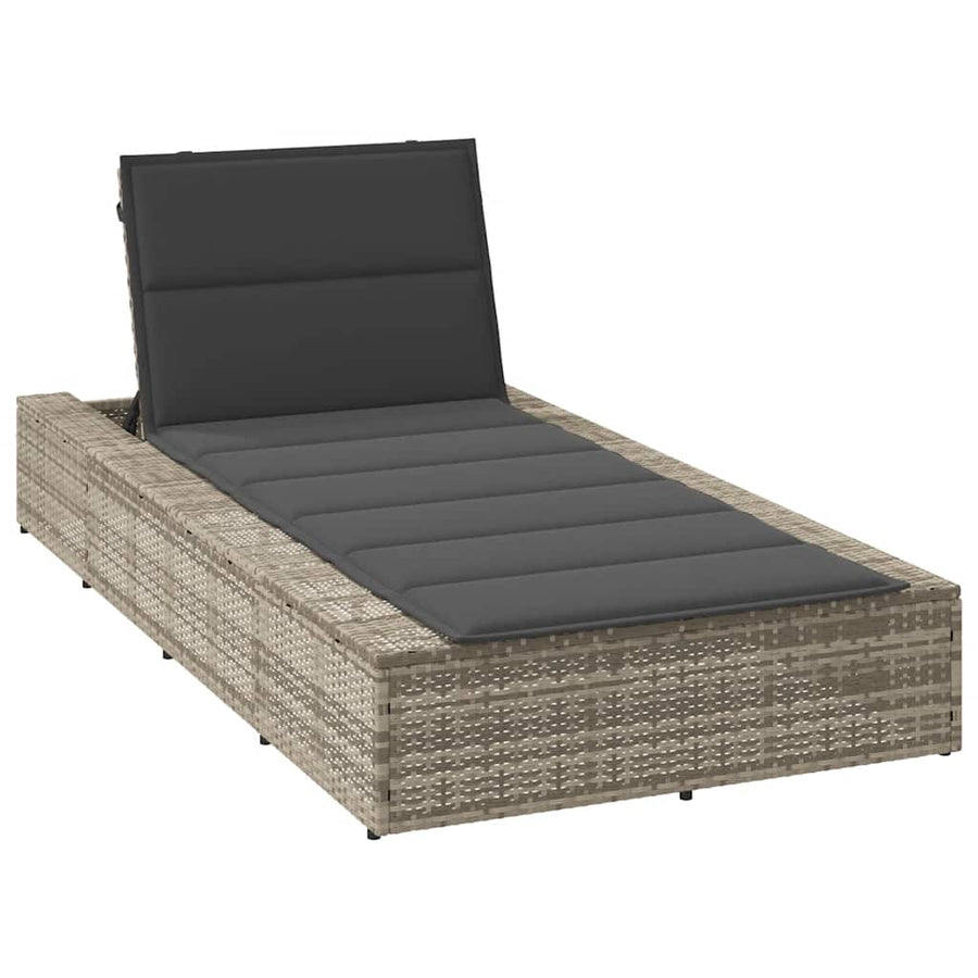 Ligbed met zwevend kussen poly rattan lichtgrijs