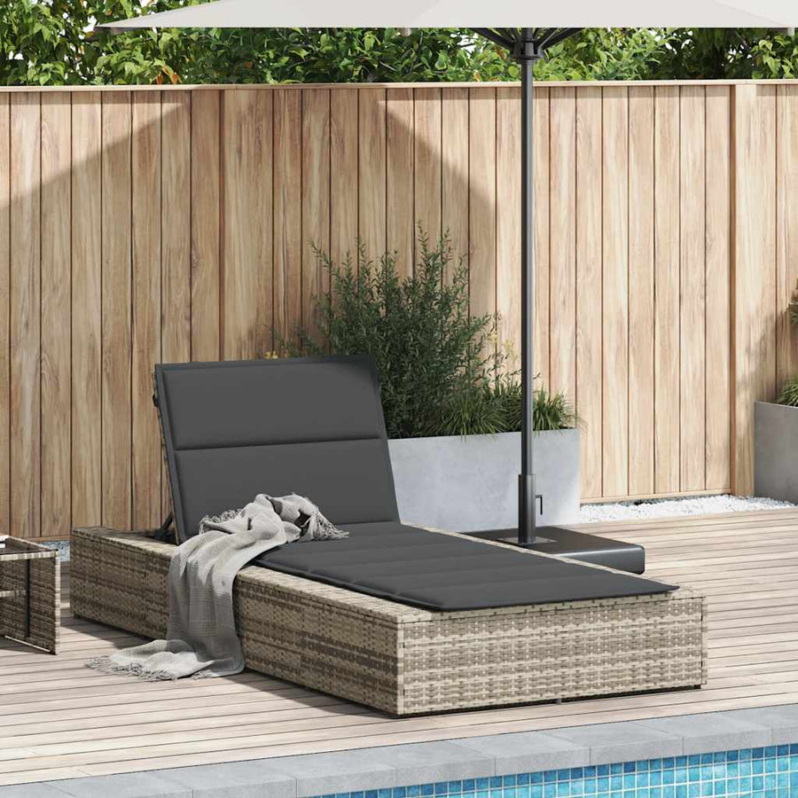 Ligbed met zwevend kussen poly rattan lichtgrijs