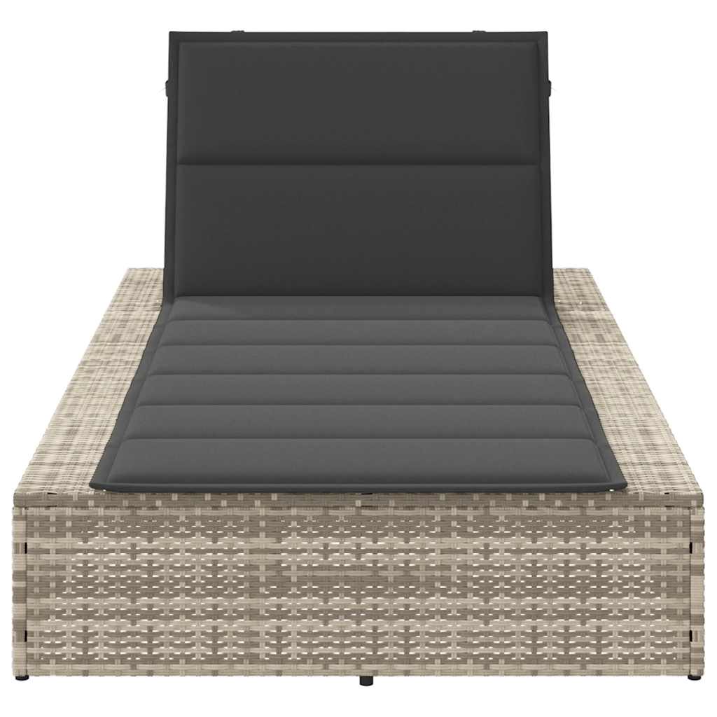 Ligbed met zwevend kussen poly rattan lichtgrijs