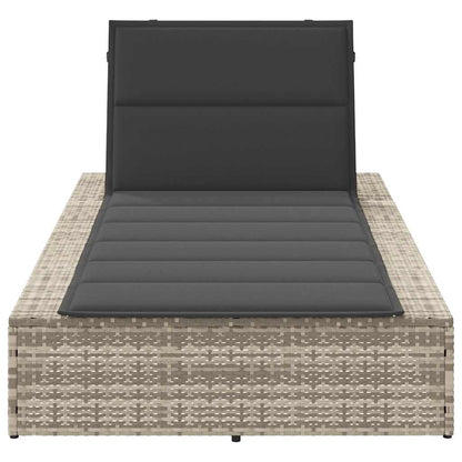 Ligbed met zwevend kussen poly rattan lichtgrijs