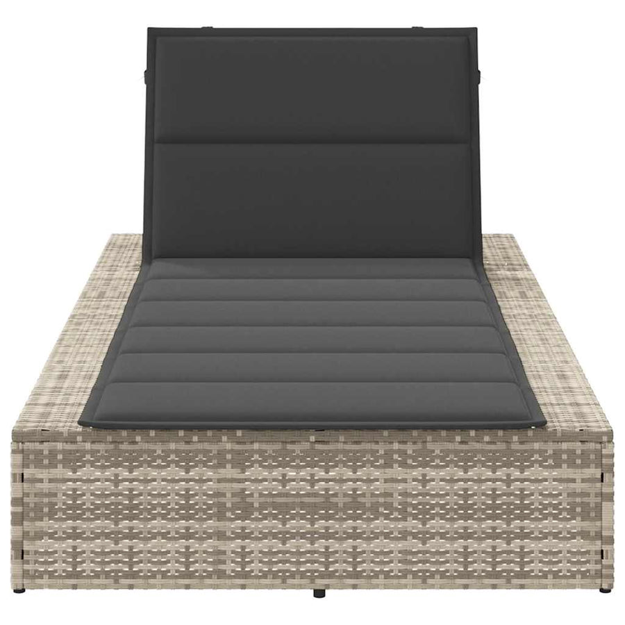 Ligbed met zwevend kussen poly rattan lichtgrijs
