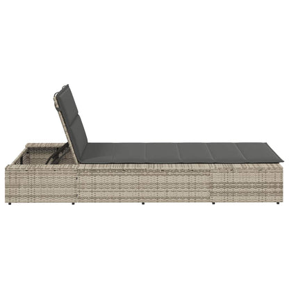 Ligbed met zwevend kussen poly rattan lichtgrijs