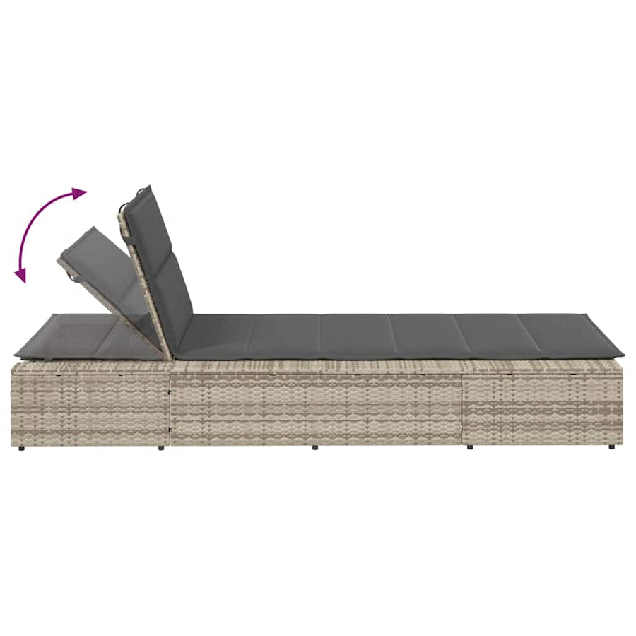 Ligbed met zwevend kussen poly rattan lichtgrijs