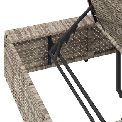 Ligbed met zwevend kussen poly rattan lichtgrijs