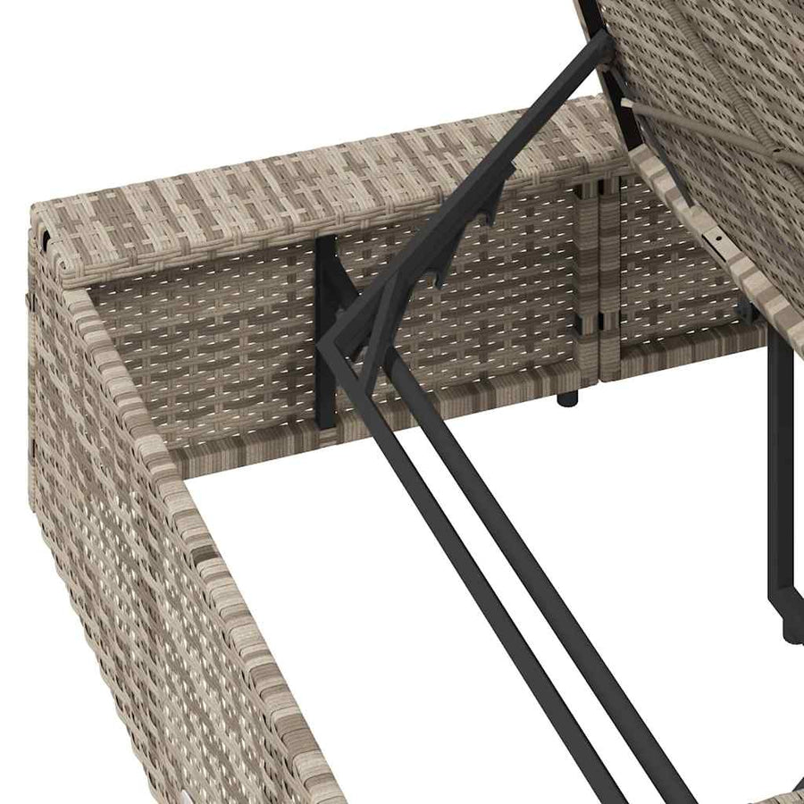 Ligbed met zwevend kussen poly rattan lichtgrijs