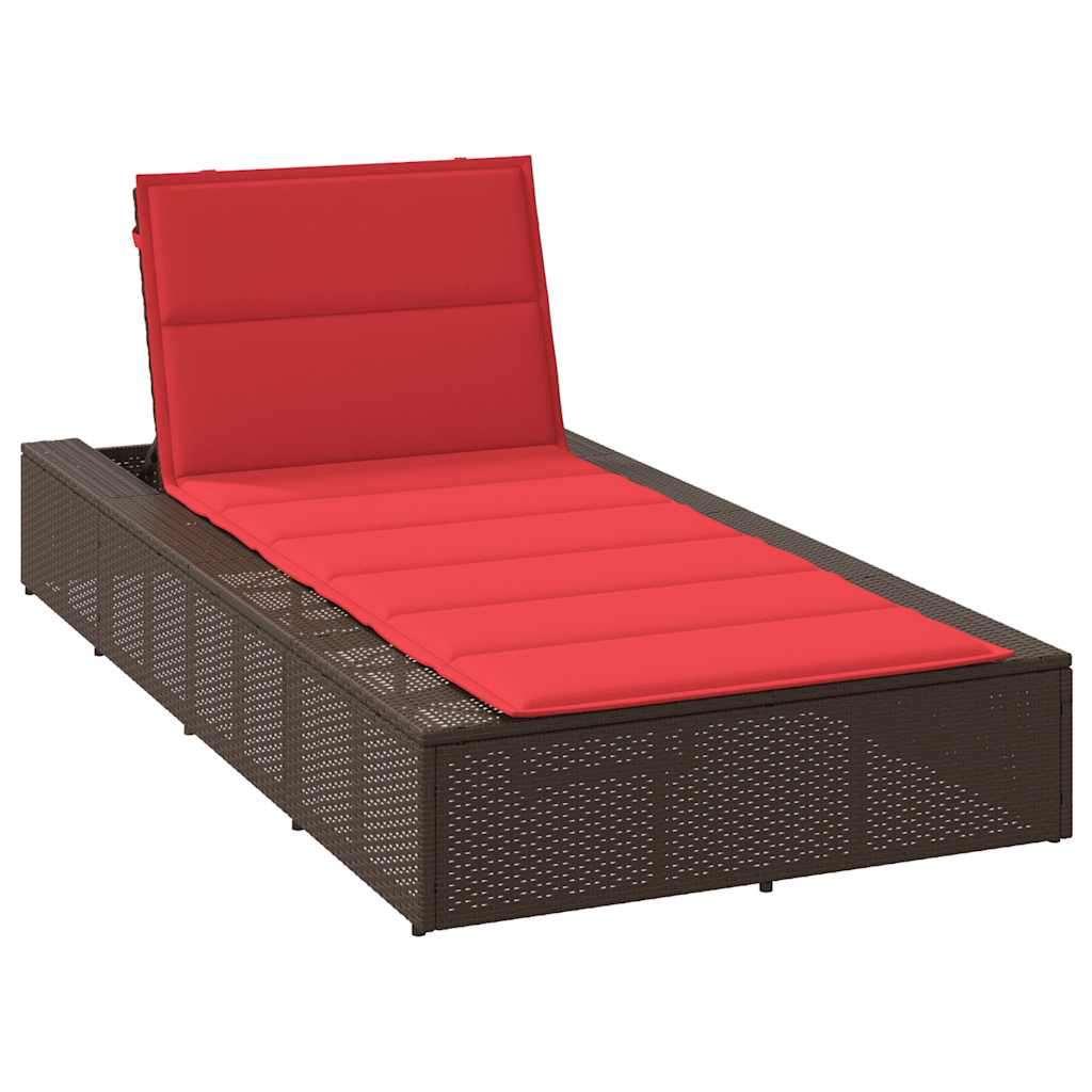 Ligbed met zwevend kussen poly rattan bruin