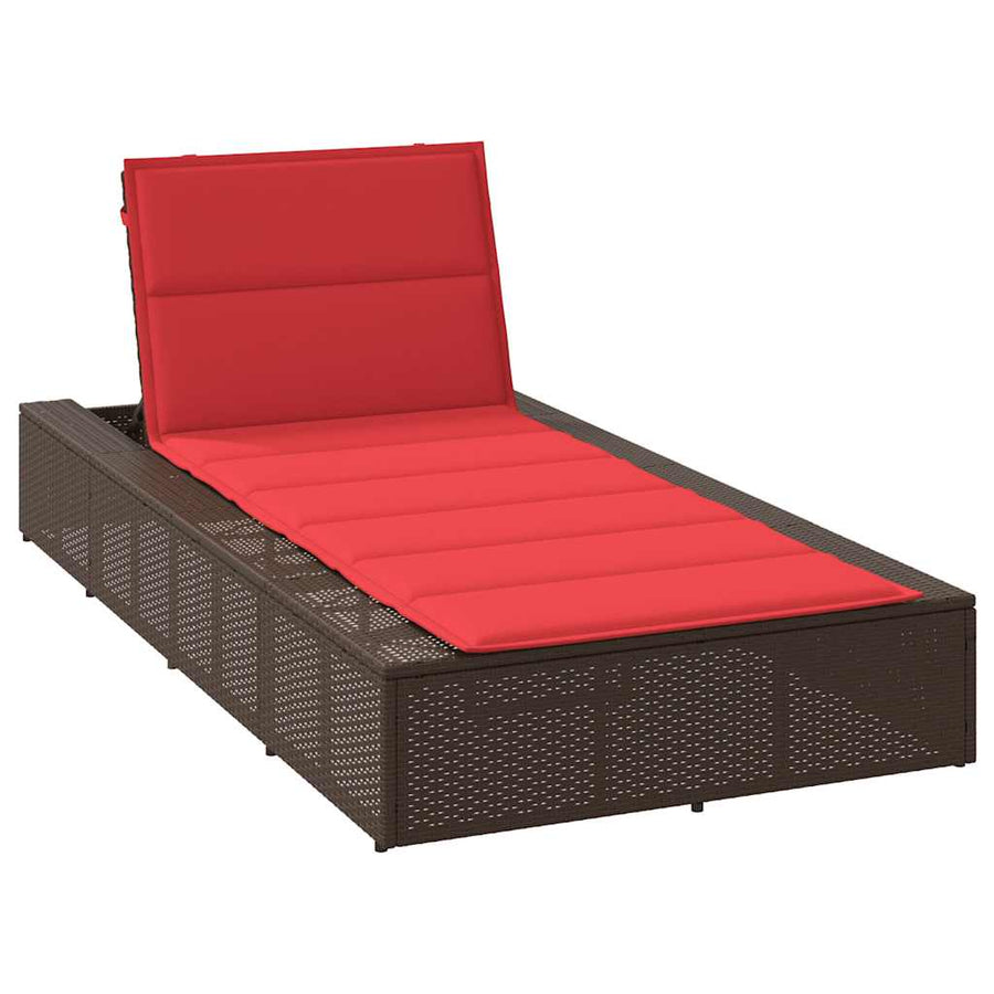 Ligbed met zwevend kussen poly rattan bruin