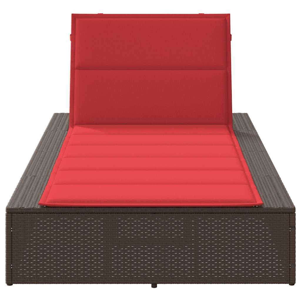 Ligbed met zwevend kussen poly rattan bruin