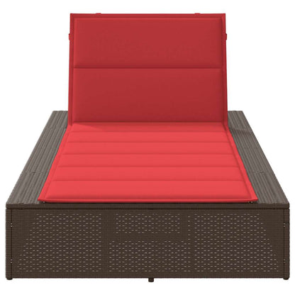 Ligbed met zwevend kussen poly rattan bruin