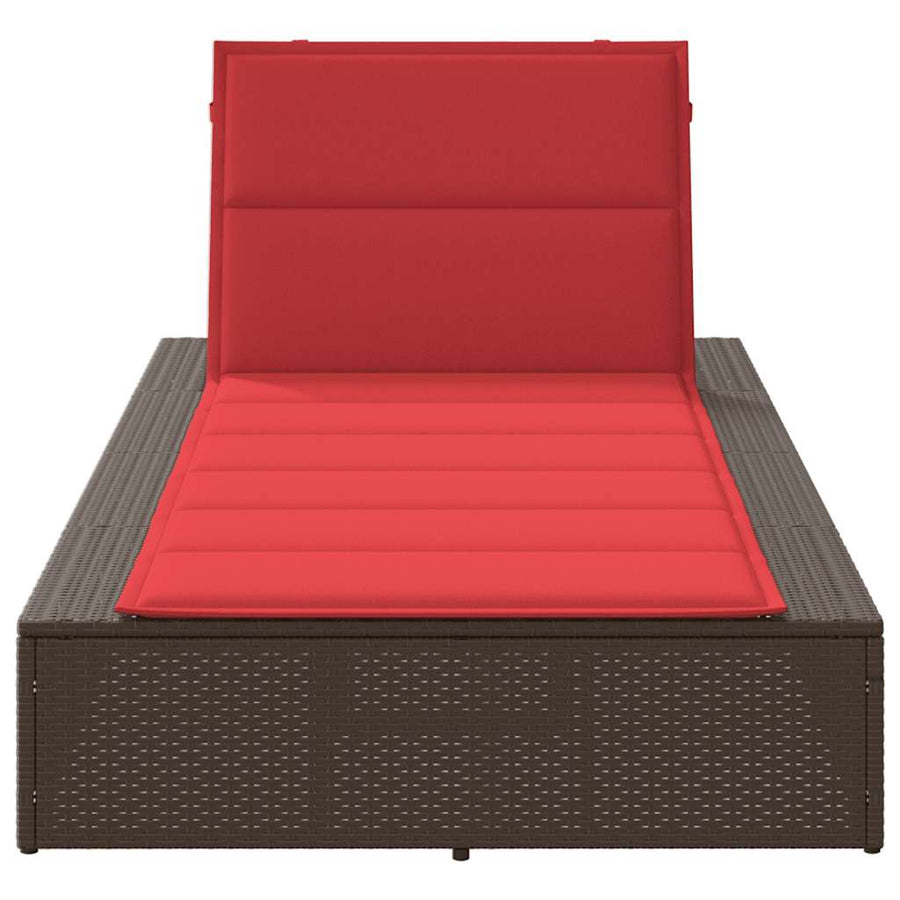 Ligbed met zwevend kussen poly rattan bruin