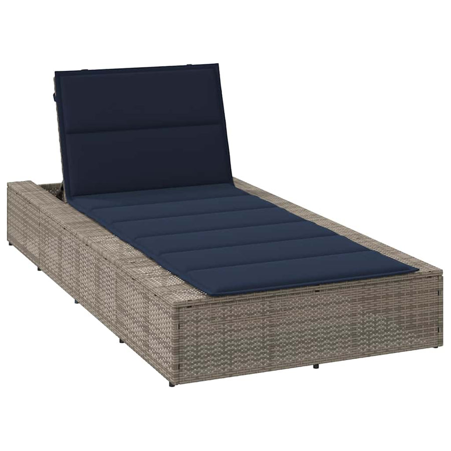 Ligbed met zwevend kussen poly rattan grijs