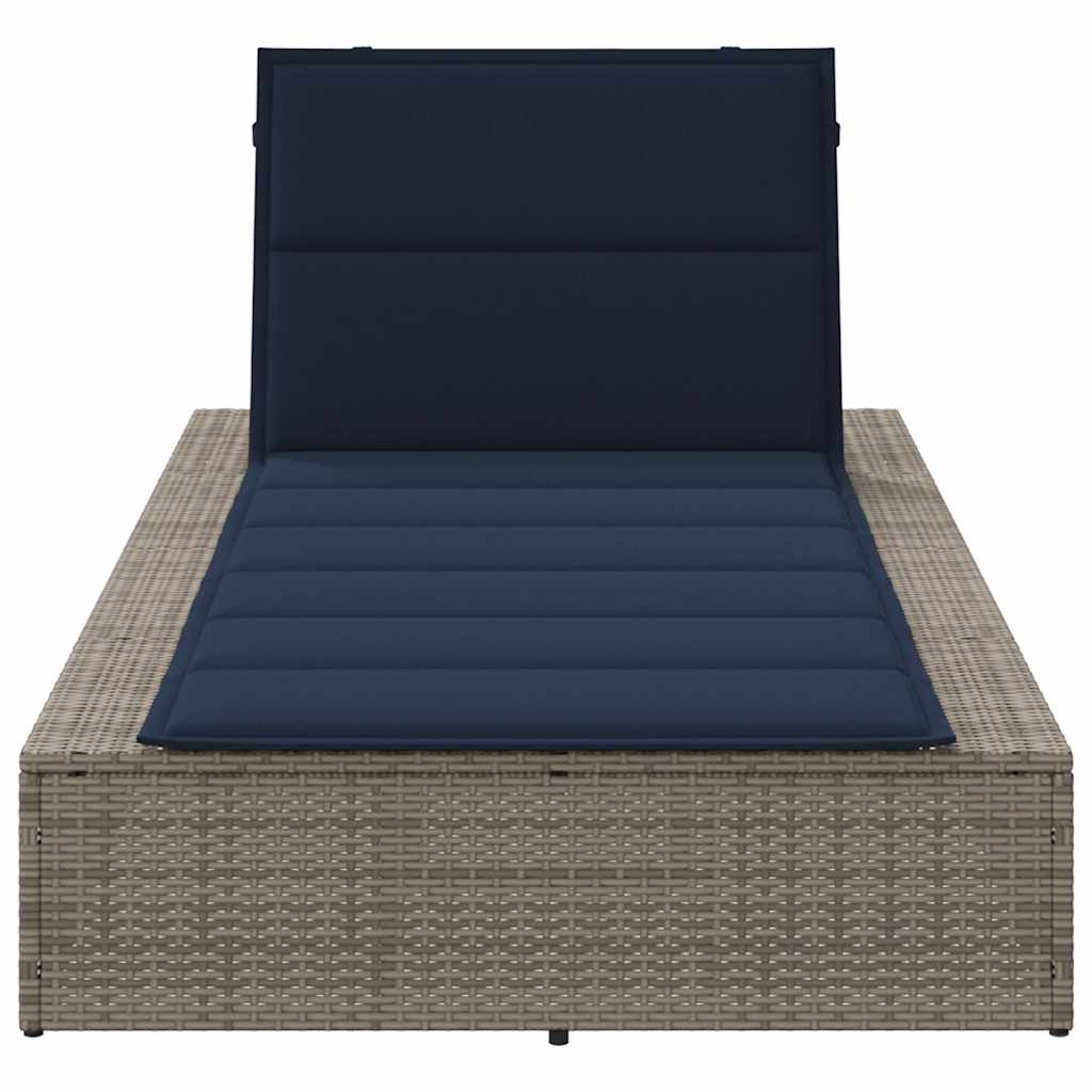 Ligbed met zwevend kussen poly rattan grijs