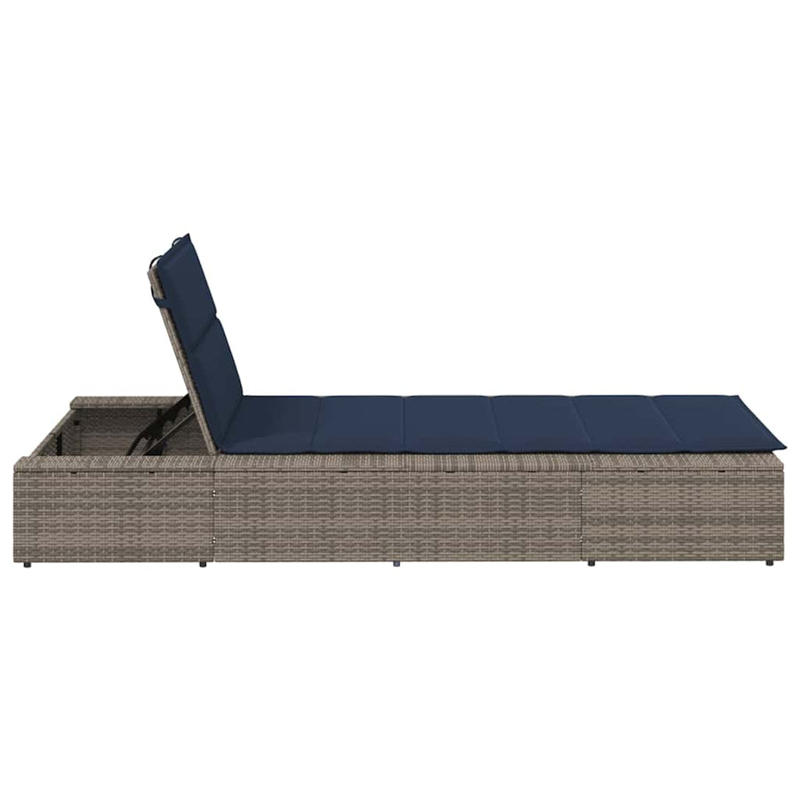 Ligbed met zwevend kussen poly rattan grijs