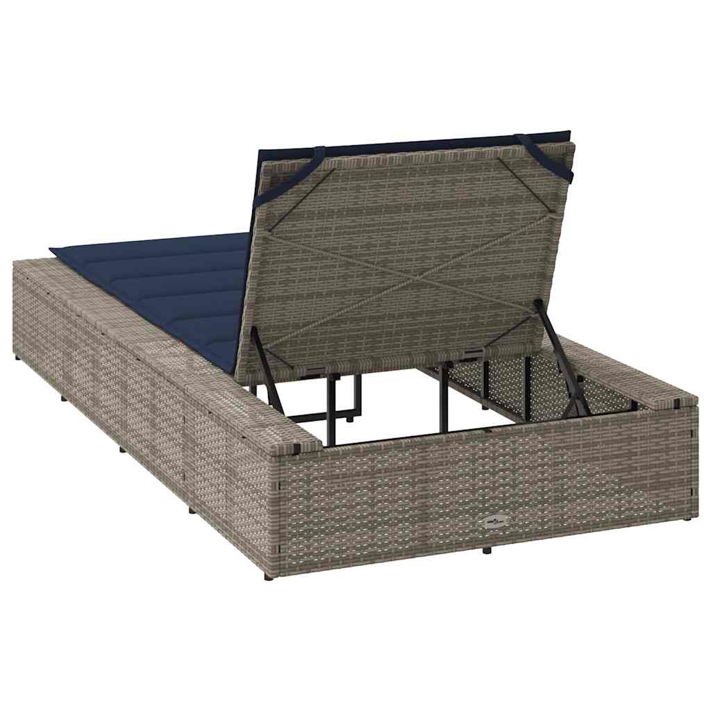 Ligbed met zwevend kussen poly rattan grijs