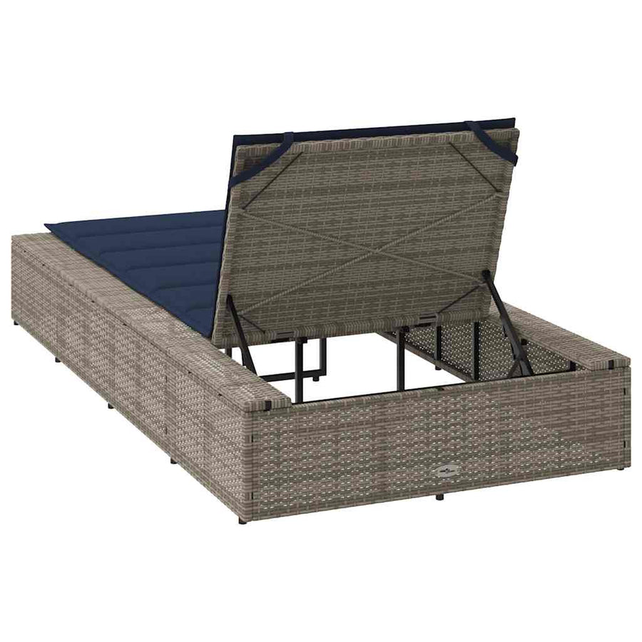 Ligbed met zwevend kussen poly rattan grijs